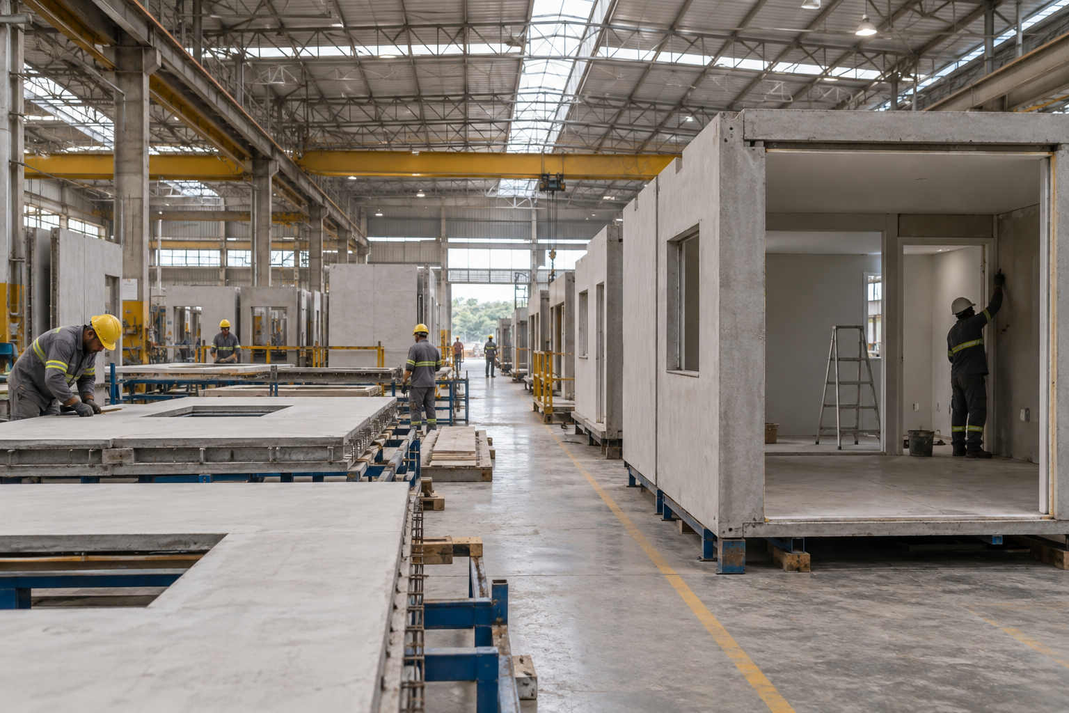 Imagem conceitual de módulos em fabricação industrial
